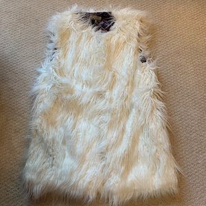 NWT World Market white fuzzy vest coat O/S